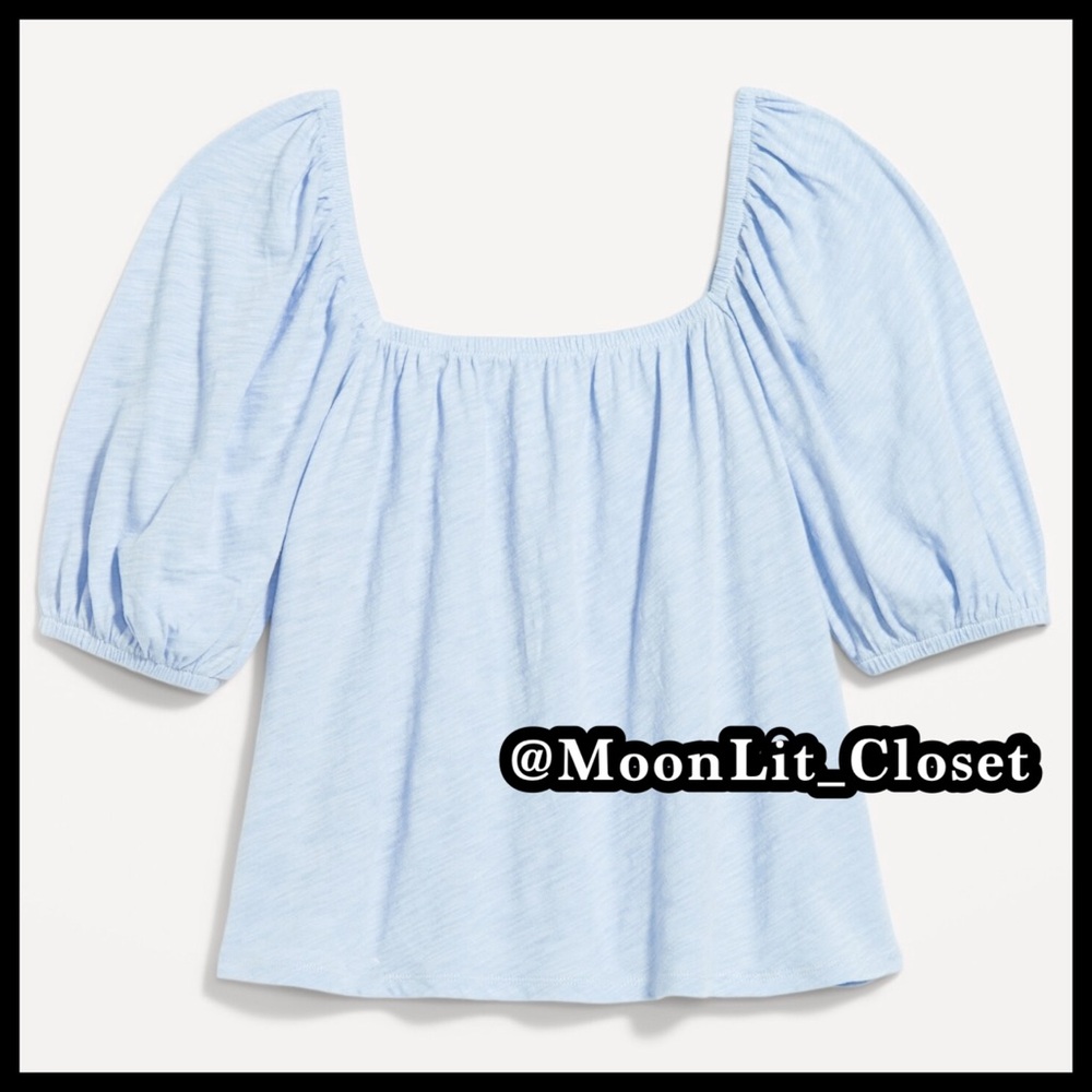 1️⃣8️⃣4️⃣ Old Navy Square-Neck Puff-Sleeve Top Plus Size XXL “Cashmere Blue”